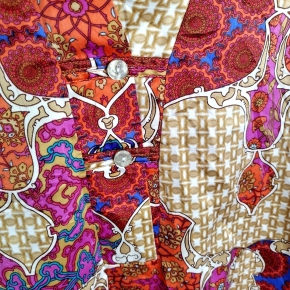 Natori abstract v neck multicolor blouse sz Xl - Picture 7 of 9
